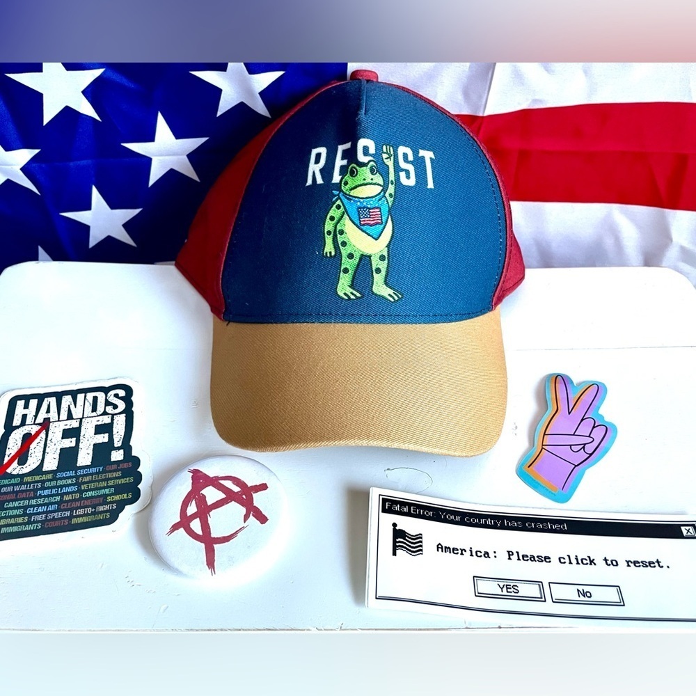 NWOT Portland Frog Resist Snapback Hat Navy Red Tan Anti-ICE Peaceful Protest